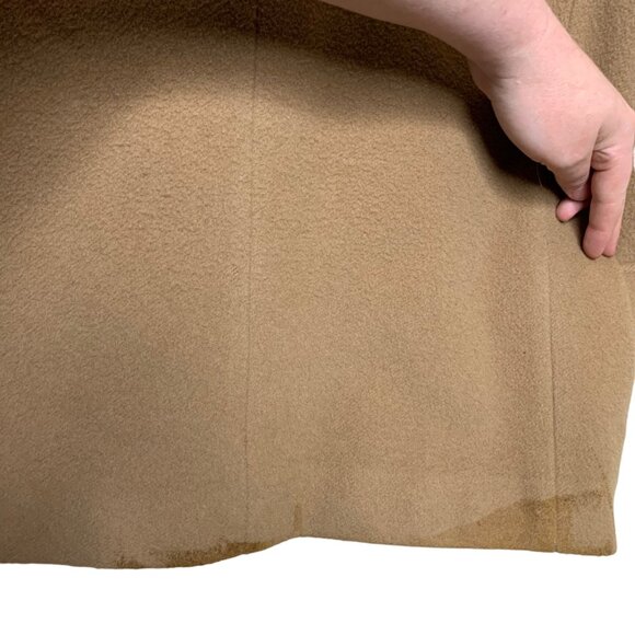 Flawed Anne Klein II Camel Coat Wool Black Velvet Collar Button Up Womens Size 6 - Picture 7 of 14